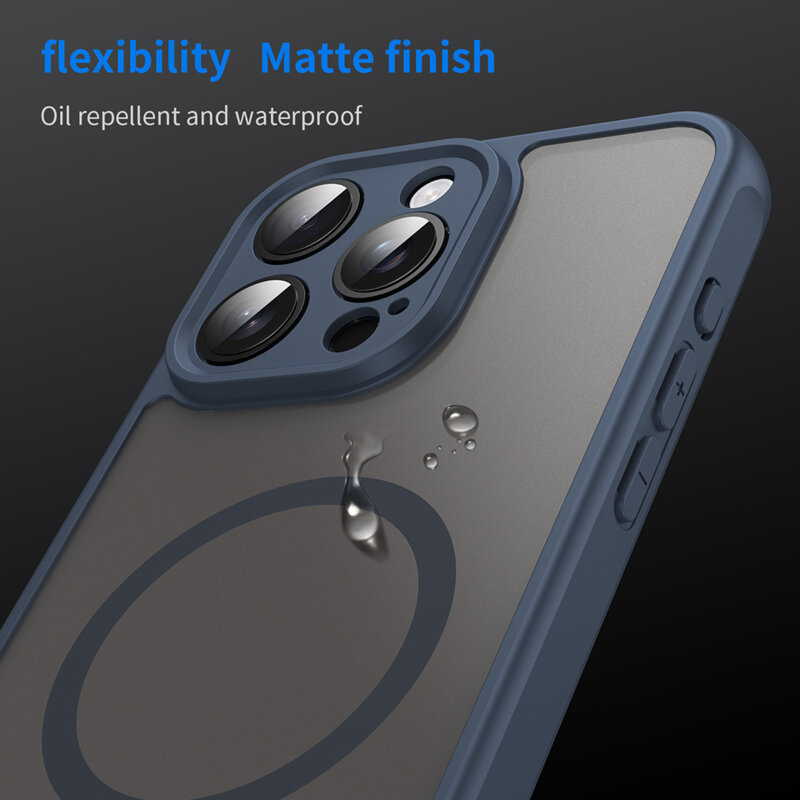 Husa iPhone 15 Pro Techsuit HaloFrost II MagSafe, bleumarin