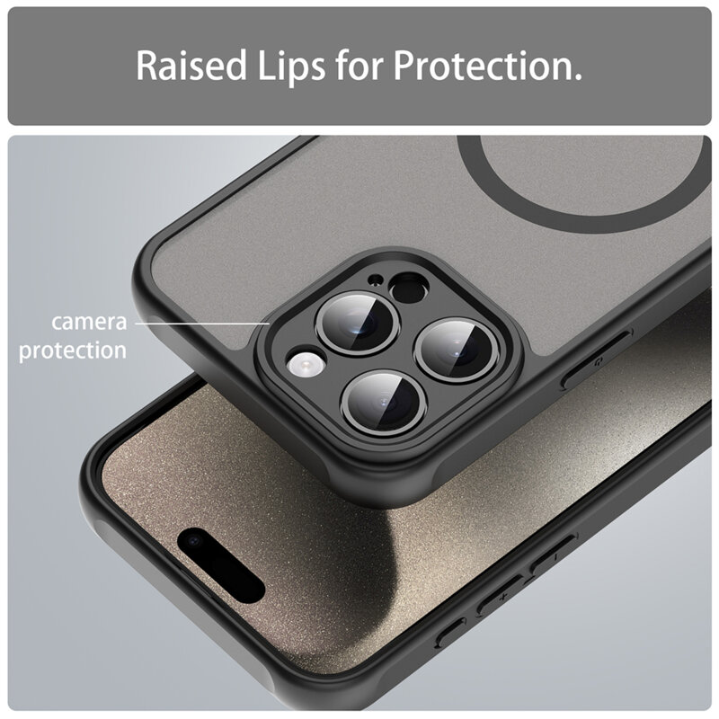 Husa iPhone 15 Pro Max Techsuit HaloFrost II MagSafe, negru