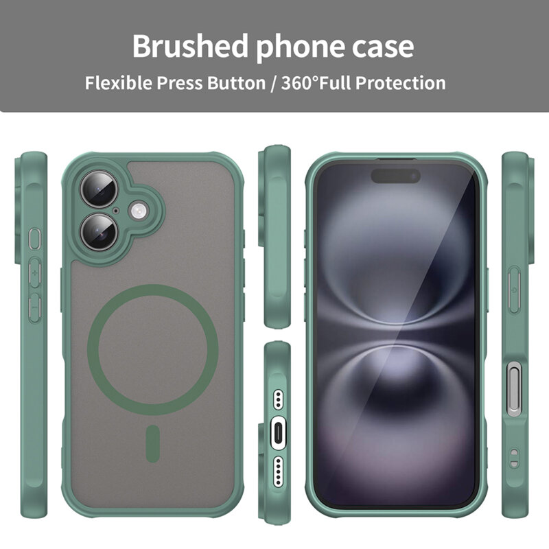 Husa iPhone 16 Techsuit HaloFrost II MagSafe, verde
