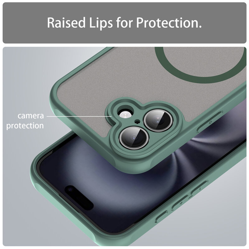 Husa iPhone 16 Techsuit HaloFrost II MagSafe, verde
