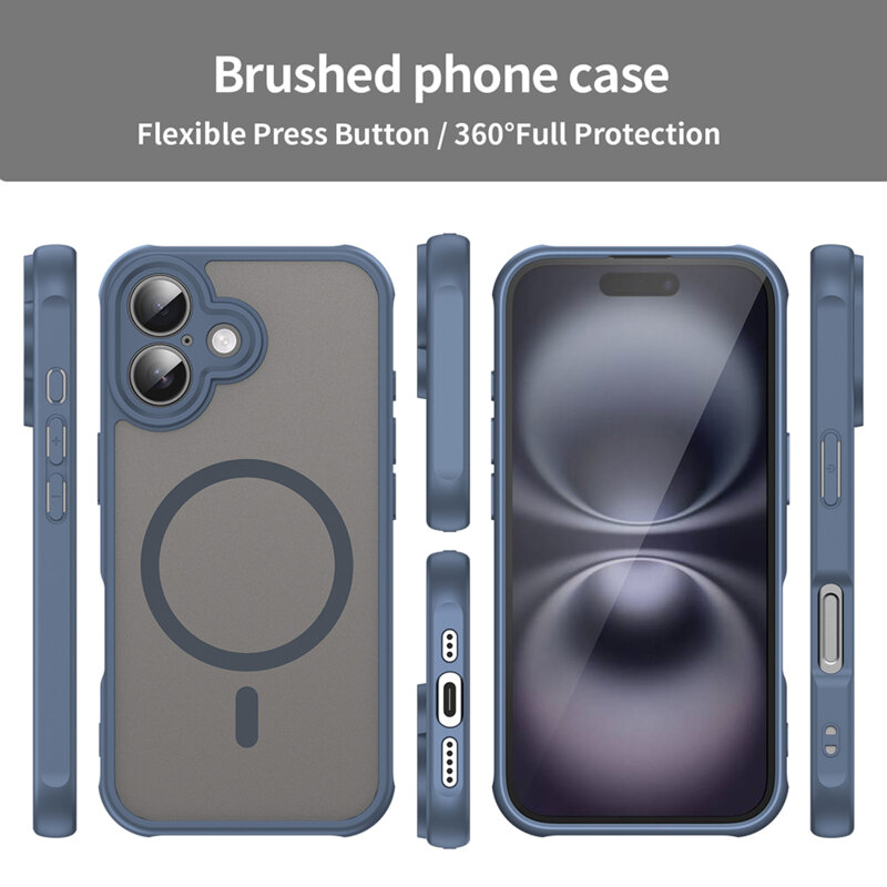 Husa iPhone 16 Techsuit HaloFrost II MagSafe, bleumarin