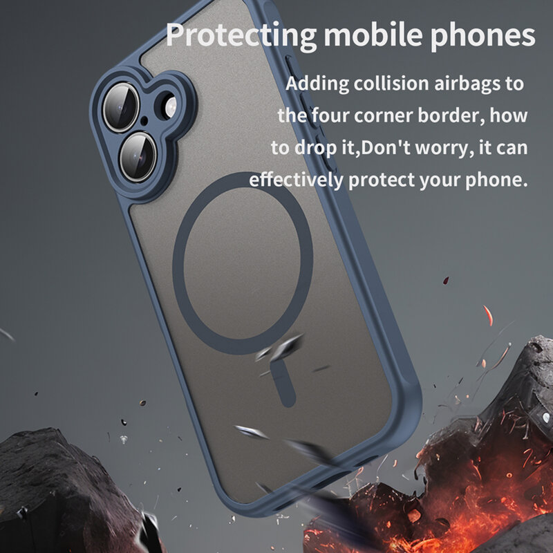Husa iPhone 16 Techsuit HaloFrost II MagSafe, bleumarin
