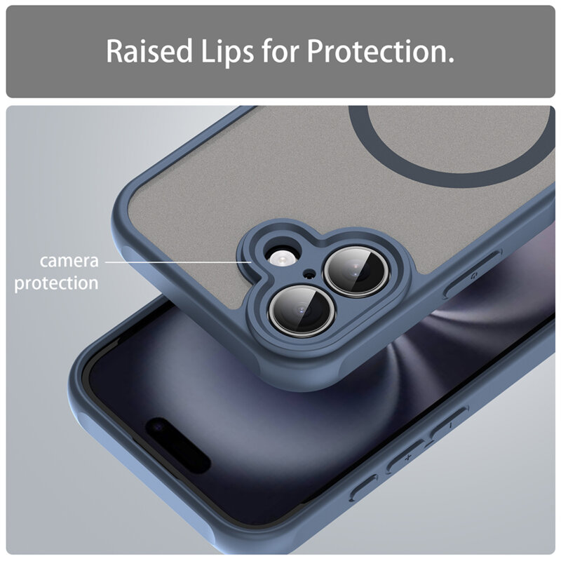 Husa iPhone 16 Techsuit HaloFrost II MagSafe, bleumarin