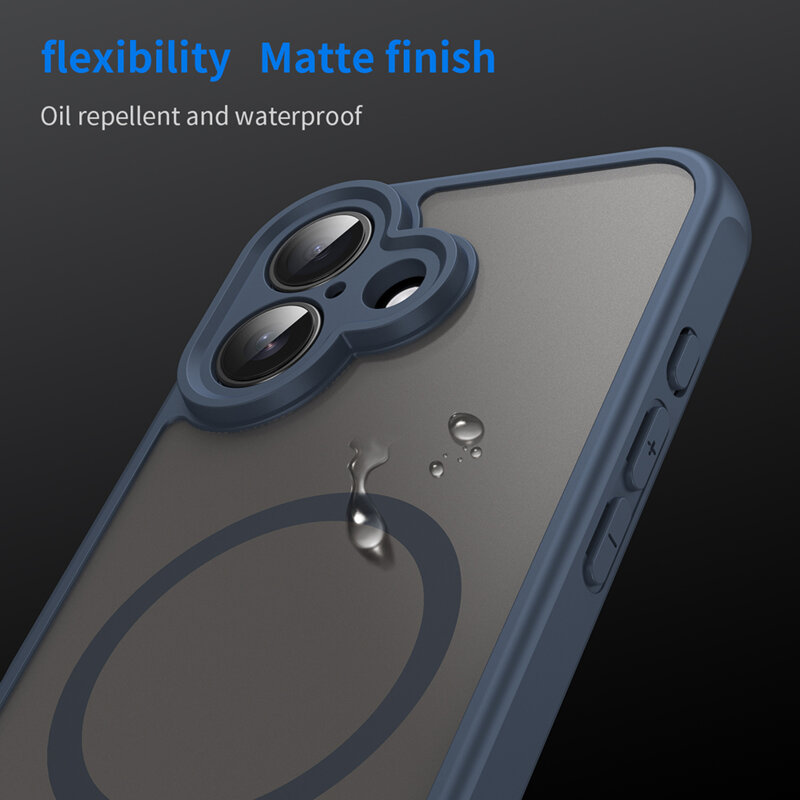 Husa iPhone 16 Techsuit HaloFrost II MagSafe, bleumarin