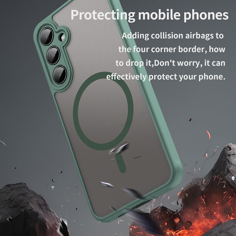 Husa Samsung Galaxy A55 5G Techsuit HaloFrost II MagSafe, verde