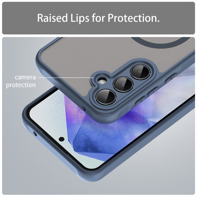 Husa Samsung Galaxy A55 5G Techsuit HaloFrost II MagSafe, bleumarin
