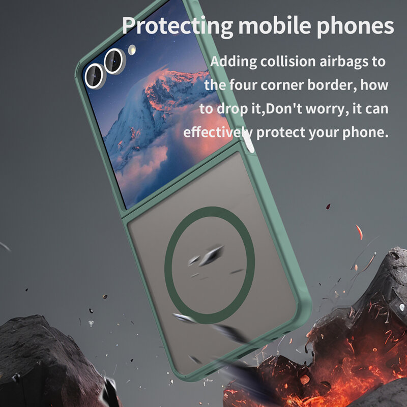 Husa Samsung Galaxy Z Flip7 Techsuit HaloFrost II MagSafe, verde