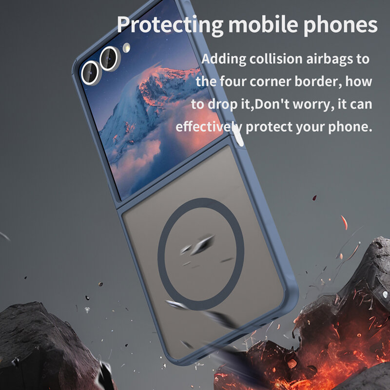 Husa Samsung Galaxy Z Flip7 Techsuit HaloFrost II MagSafe, bleumarin