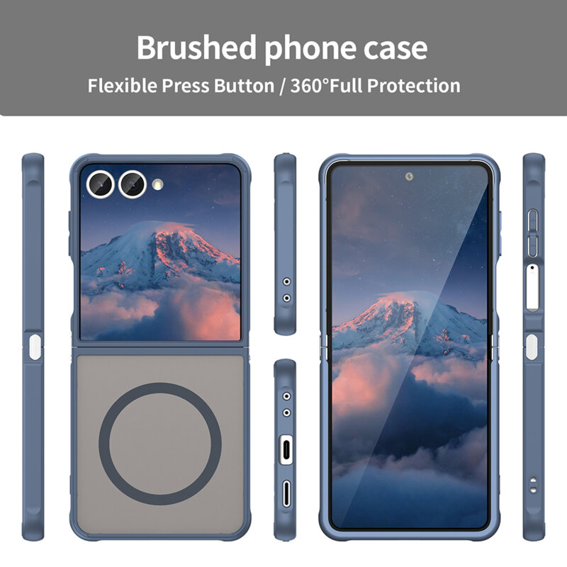 Husa Samsung Galaxy Z Flip7 Techsuit HaloFrost II MagSafe, bleumarin