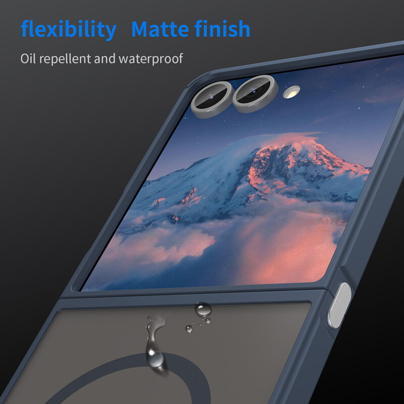 Husa Samsung Galaxy Z Flip7 Techsuit HaloFrost II MagSafe, bleumarin