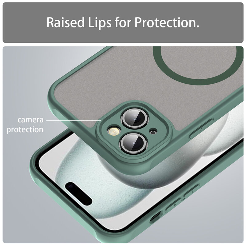 Husa iPhone 14 Plus Techsuit HaloFrost II MagSafe, verde