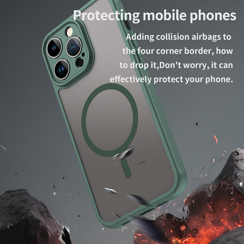 Husa iPhone 14 Pro Max Techsuit HaloFrost II MagSafe, verde