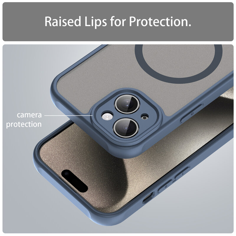 Husa iPhone 15 Techsuit HaloFrost II MagSafe, bleumarin
