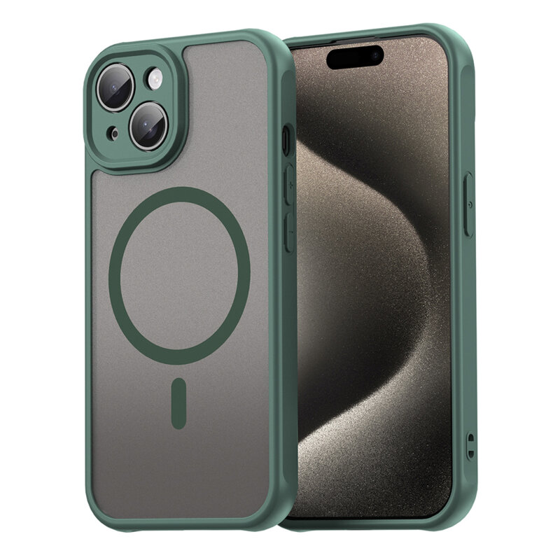Husa iPhone 15 Plus Techsuit HaloFrost II MagSafe, verde