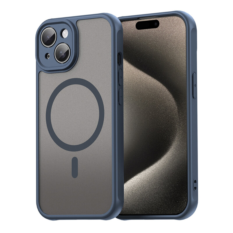 Husa iPhone 15 Plus Techsuit HaloFrost II MagSafe, bleumarin