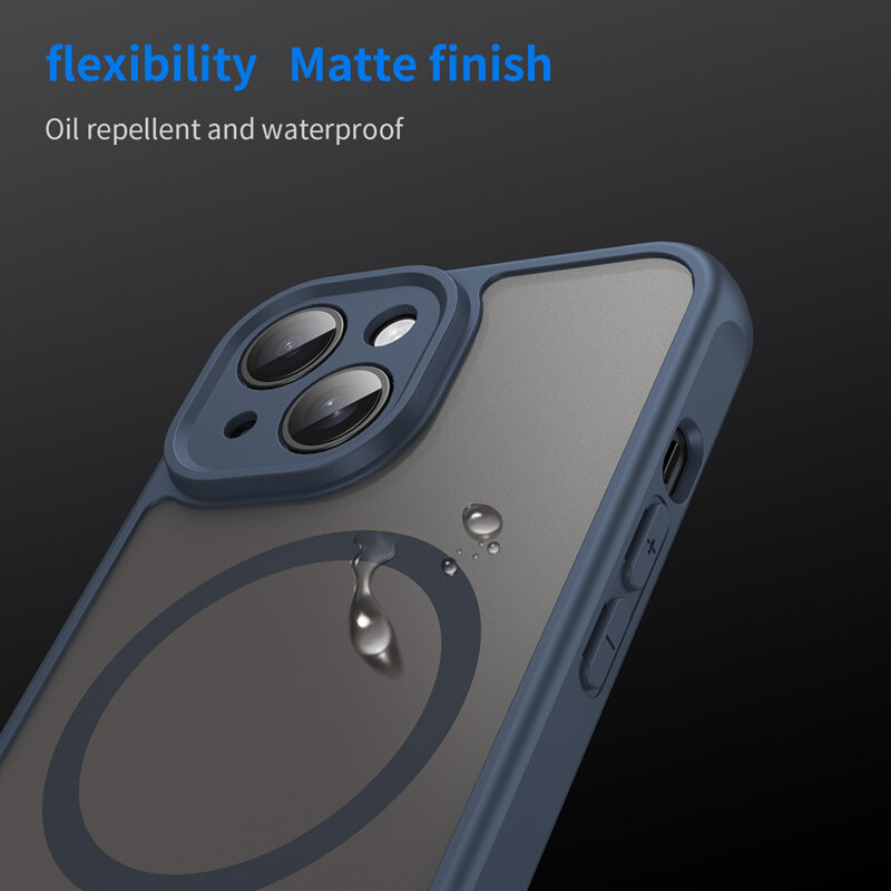 Husa iPhone 15 Plus Techsuit HaloFrost II MagSafe, bleumarin