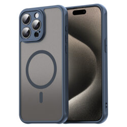 Husa iPhone 15 Pro Max Techsuit HaloFrost II MagSafe, bleumarin