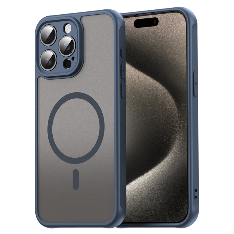 Husa iPhone 15 Pro Max Techsuit HaloFrost II MagSafe, bleumarin