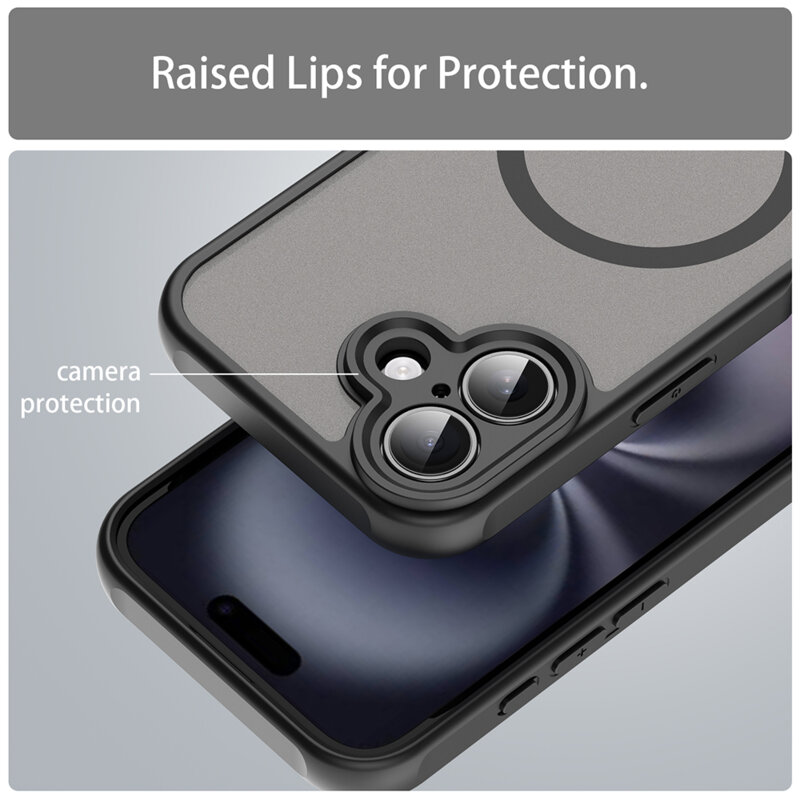Husa iPhone 16 Techsuit HaloFrost II MagSafe, negru