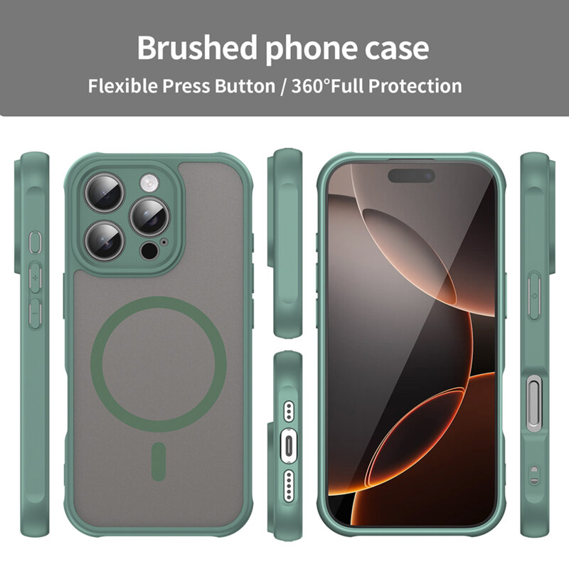 Husa iPhone 16 Pro Techsuit HaloFrost II MagSafe, verde
