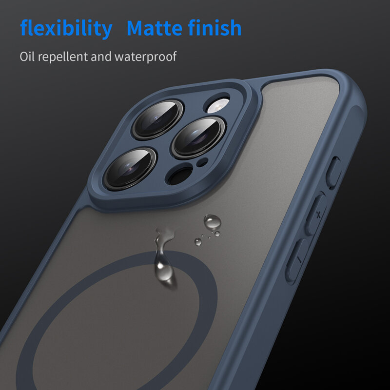 Husa iPhone 16 Pro Techsuit HaloFrost II MagSafe, bleumarin