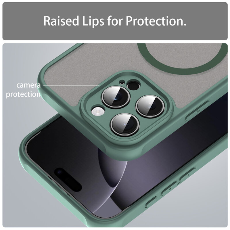 Husa iPhone 16 Pro Max Techsuit HaloFrost II MagSafe, verde