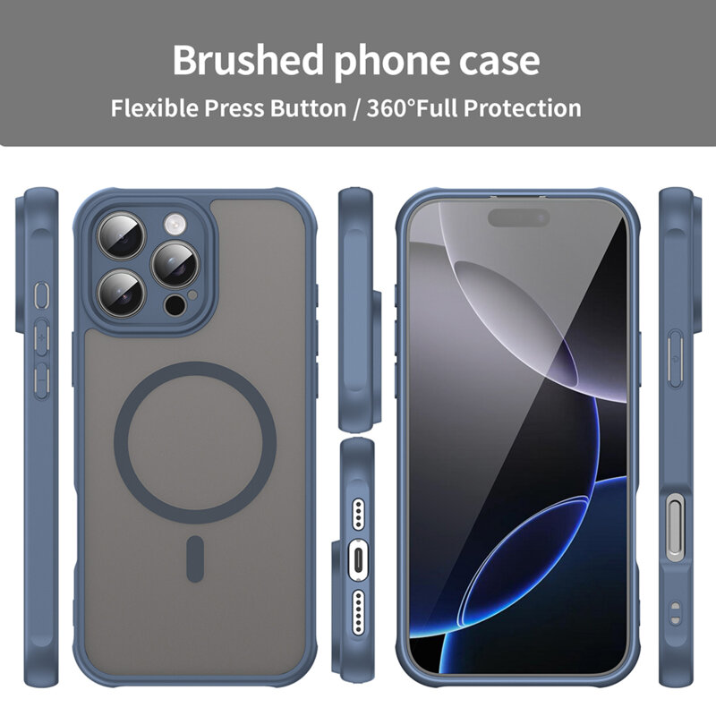 Husa iPhone 16 Pro Max Techsuit HaloFrost II MagSafe, bleumarin