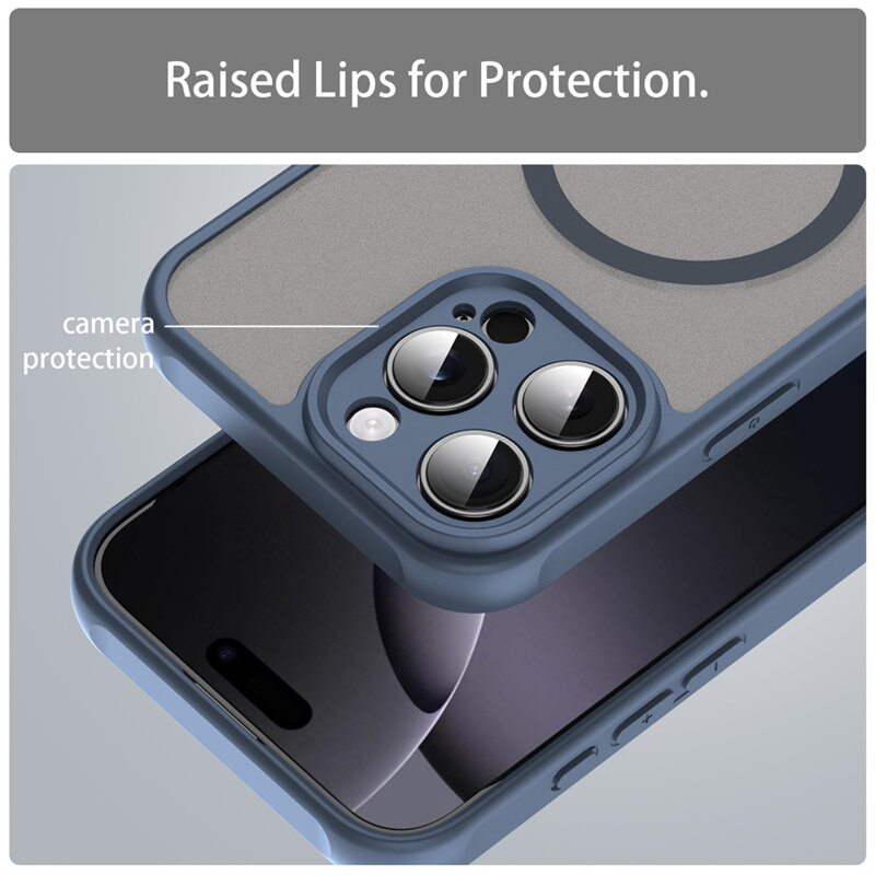 Husa iPhone 16 Pro Max Techsuit HaloFrost II MagSafe, bleumarin
