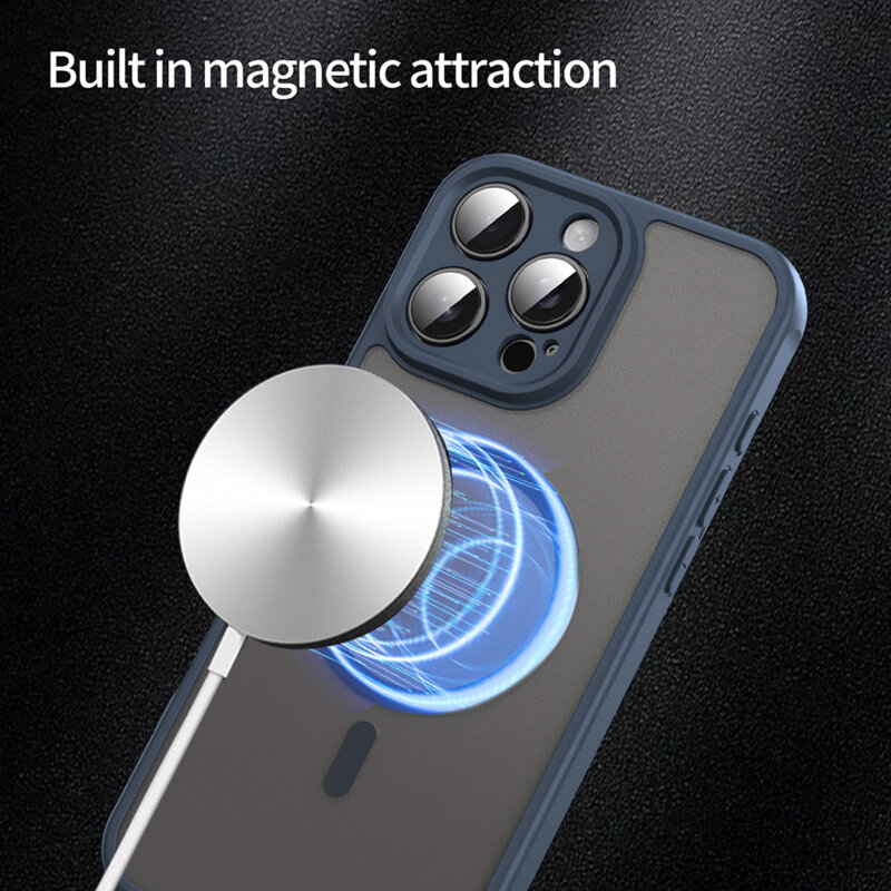 Husa iPhone 16 Pro Max Techsuit HaloFrost II MagSafe, bleumarin