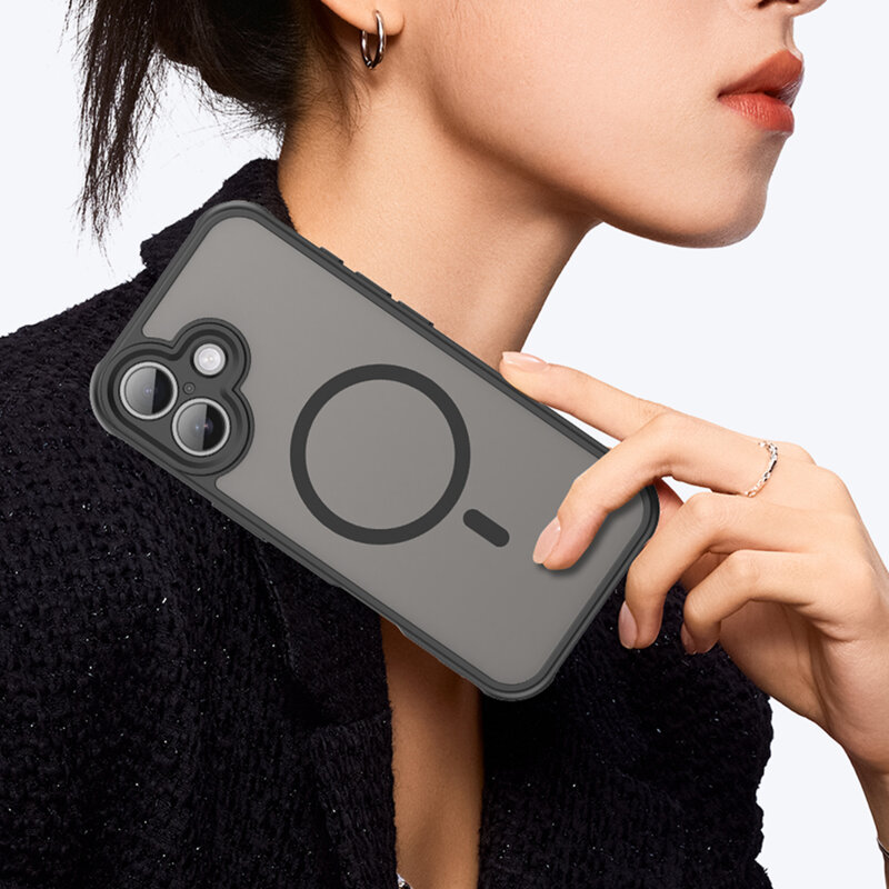 Husa iPhone 17 Techsuit HaloFrost II MagSafe, negru