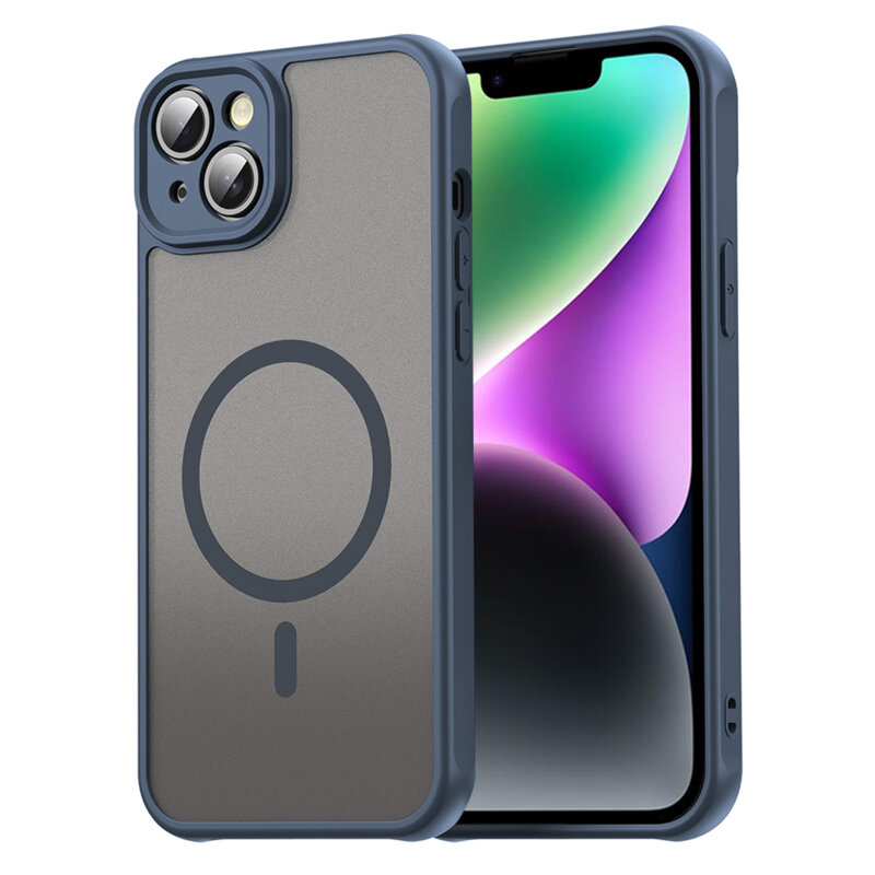 Husa iPhone 14 Techsuit HaloFrost II MagSafe, bleumarin