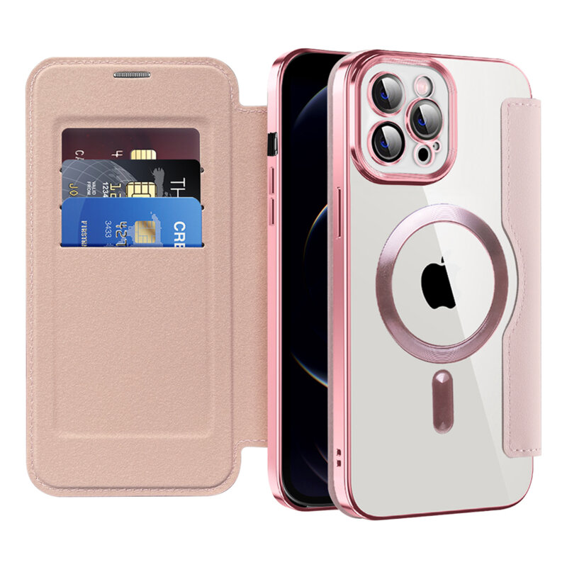 Husa iPhone 12 Pro Max Techsuit SmartMag Book Case, roz