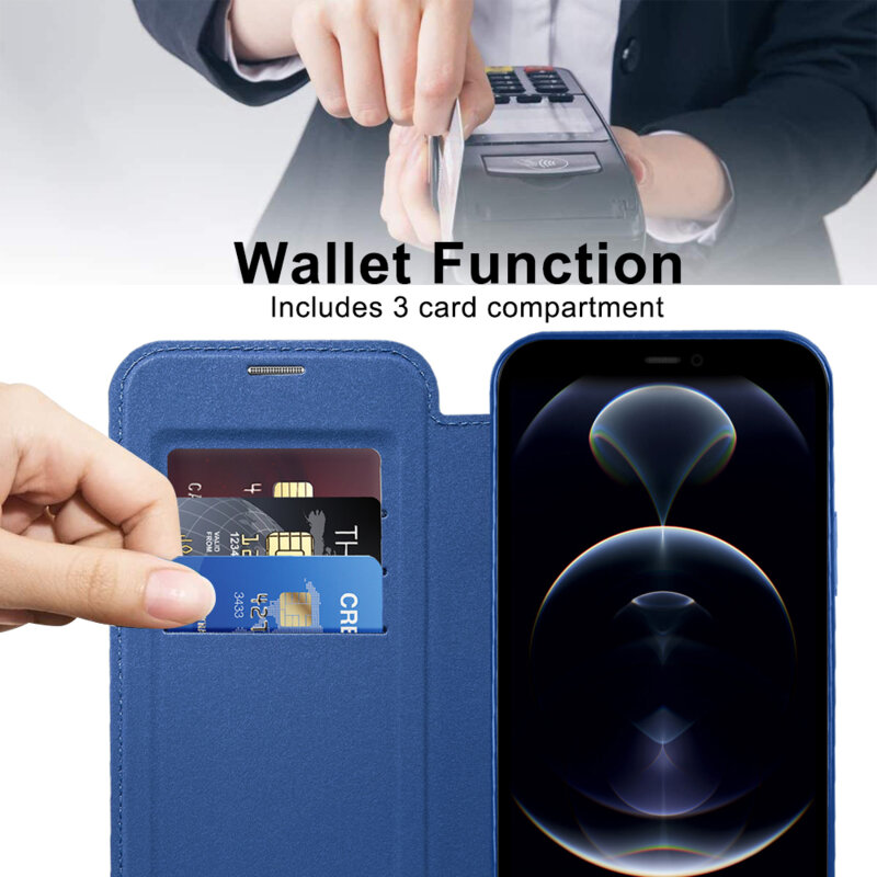 Husa iPhone 12 Pro Max Techsuit SmartMag Book Case, albastru