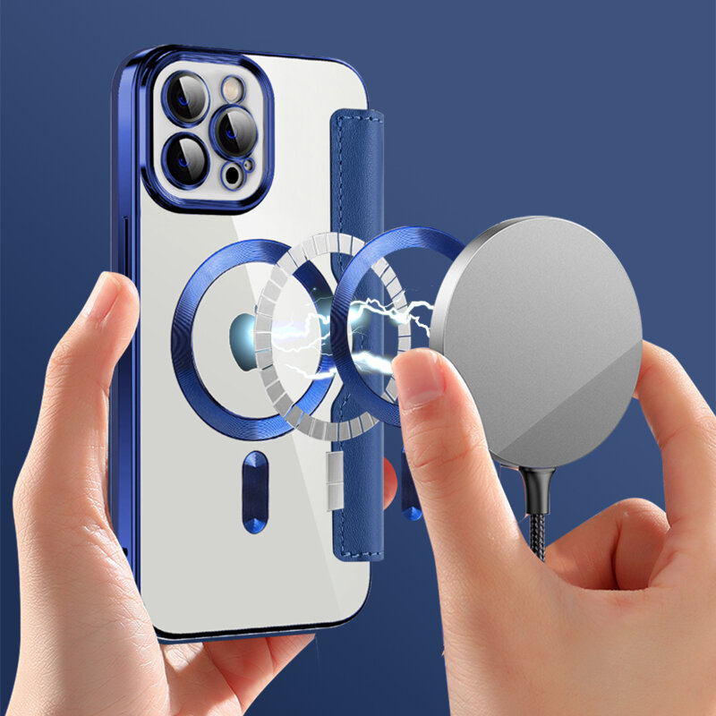 Husa iPhone 12 Pro Max Techsuit SmartMag Book Case, albastru