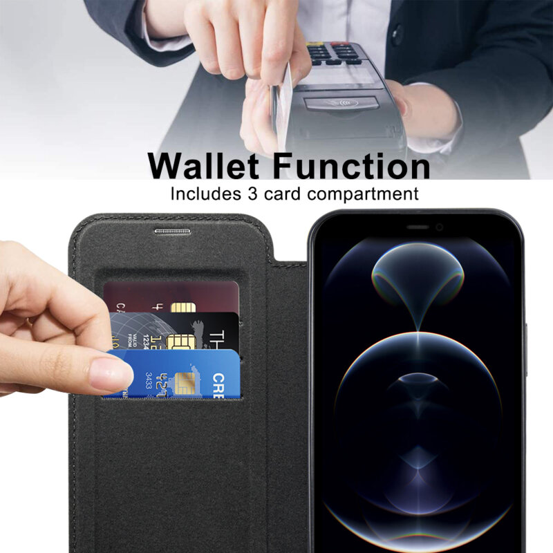Husa iPhone 12 Pro Techsuit SmartMag Book Case, negru
