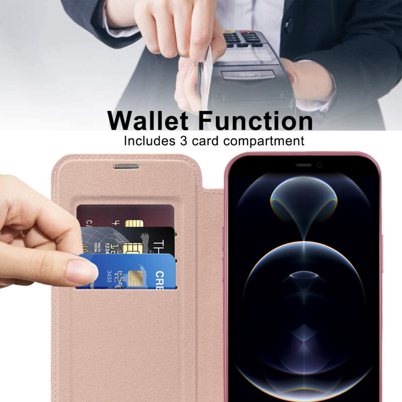 Husa iPhone 12 Pro Techsuit SmartMag Book Case, roz