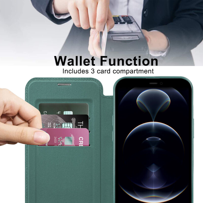 Husa iPhone 12 Pro Techsuit SmartMag Book Case, verde