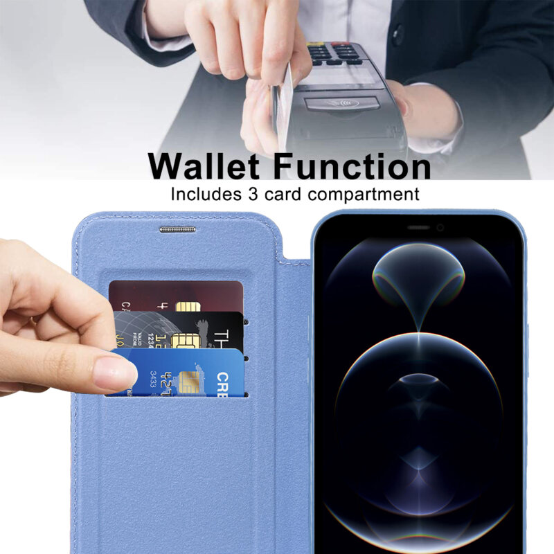 Husa iPhone 12 Pro Techsuit SmartMag Book Case, bleu