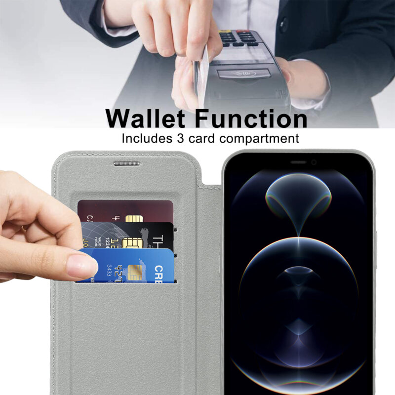 Husa iPhone 12 Pro Techsuit SmartMag Book Case, gri