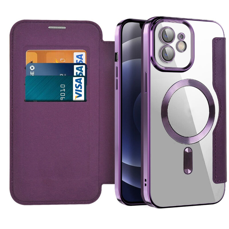 Husa iPhone 12 Techsuit SmartMag Book Case, mov