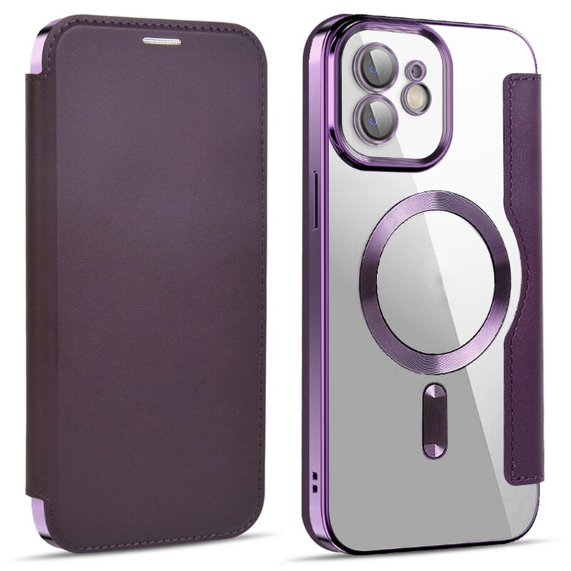 Husa iPhone 12 Techsuit SmartMag Book Case, mov