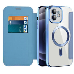 Husa iPhone 12 Techsuit SmartMag Book Case, bleu