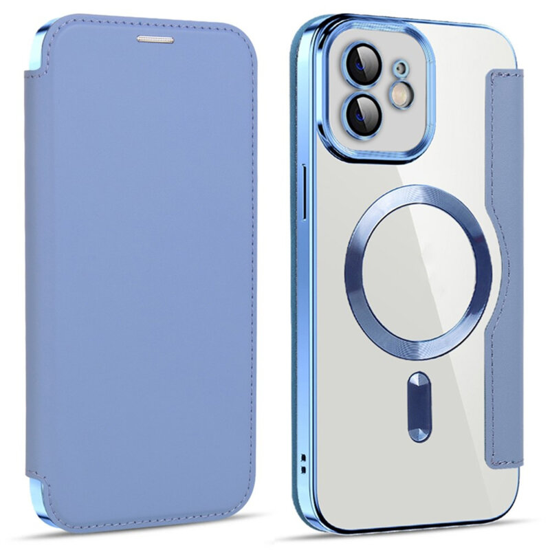 Husa iPhone 12 Techsuit SmartMag Book Case, bleu