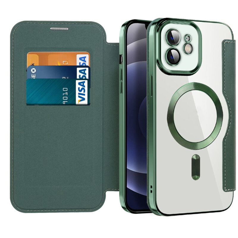 Husa iPhone 12 Techsuit SmartMag Book Case, verde