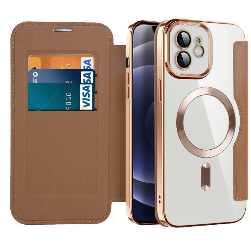 Husa iPhone 12 Techsuit SmartMag Book Case, maro