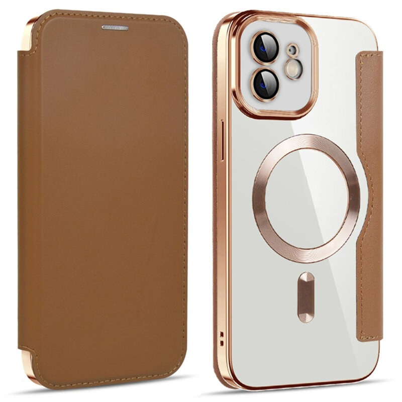 Husa iPhone 12 Techsuit SmartMag Book Case, maro