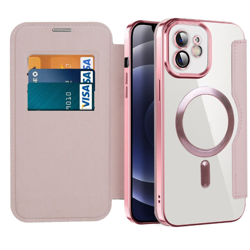 Husa iPhone 12 Techsuit SmartMag Book Case, roz