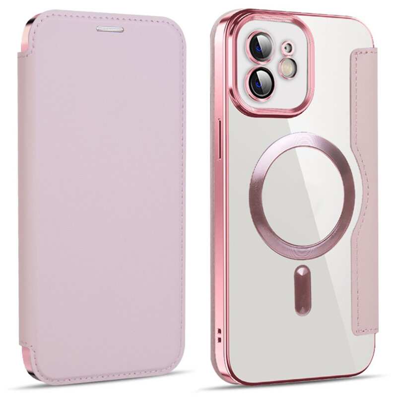 Husa iPhone 12 Techsuit SmartMag Book Case, roz