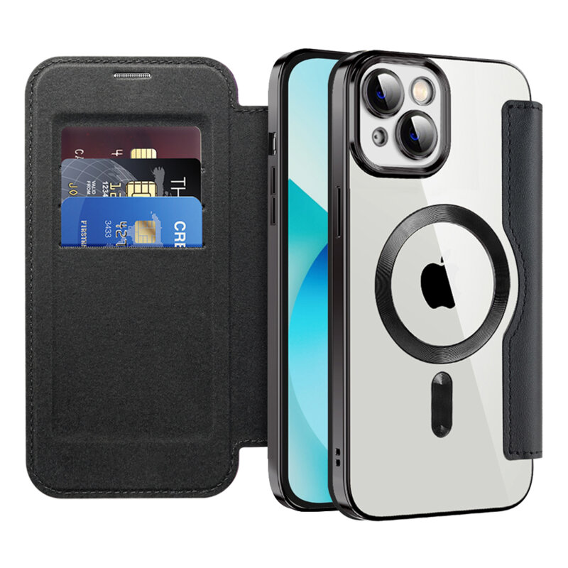 Husa iPhone 13 Techsuit SmartMag Book Case, negru