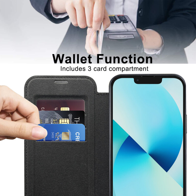 Husa iPhone 13 Techsuit SmartMag Book Case, negru
